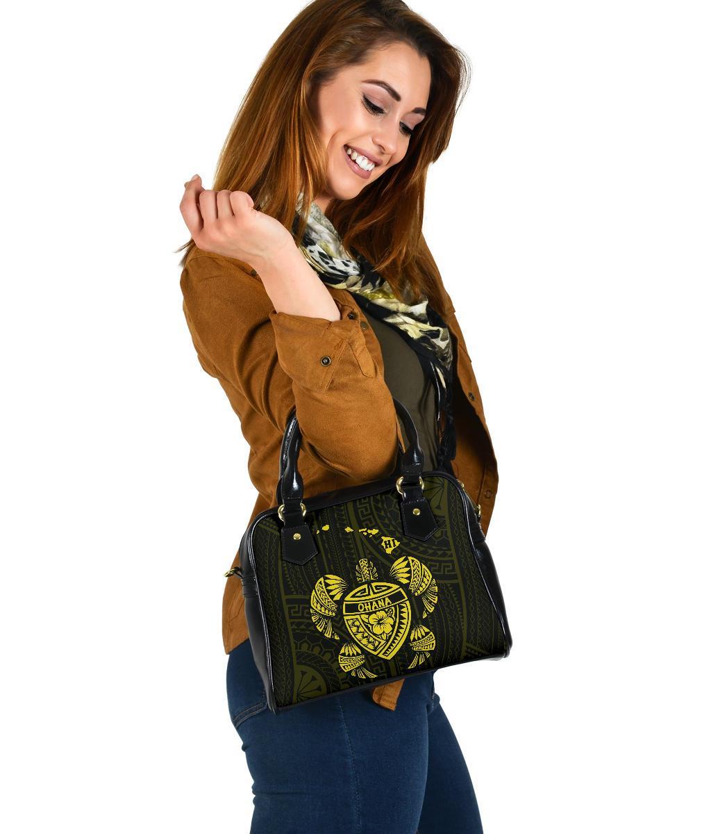 Hawaii Kakau Polynesian Ohana Turtle Map Shoulder Handbag - Yellow - Polynesian Pride