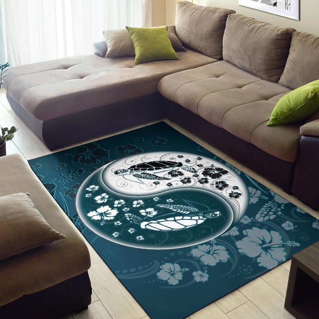 Yinyang Turtle Hibiscus Area Rug AH - Polynesian Pride