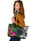 Palau Large Leather Tote Bag - Turtle Plumeria Banana Leaf Crest - Polynesian Pride