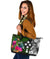 Kosrae Large Leather Tote Bag - Turtle Plumeria Banana Leaf - Polynesian Pride