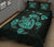 Hawaii Turtle Hibicus Map Quilt Bed Set - Turquoise - Polynesian Pride