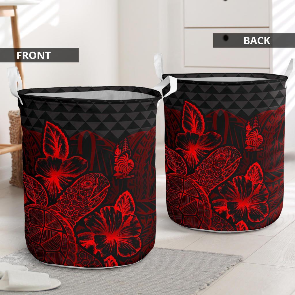 New Caledonia Laundry Basket - Polynesian Turtle Hibiscus Red - Polynesian Pride