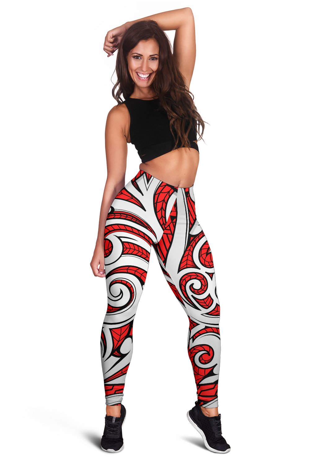 Polynesian Maori Ethnic Ornament Red Hawaii Women's Leggings AH - Polynesian Pride