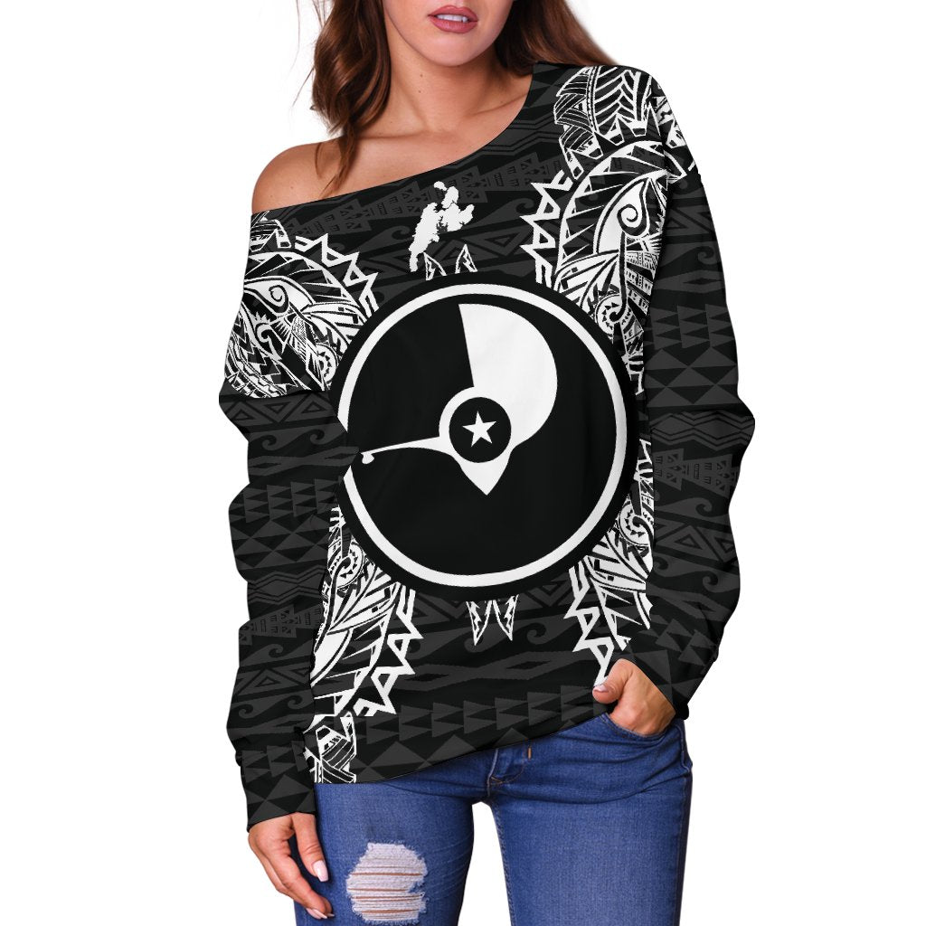 Yap Polynesian Shoulder Sweater Map Black - Polynesian Pride