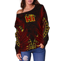 Hawaiian Hoodie Zip Kanaka Wings off Shoulder Sweater JV Style - Polynesian Pride