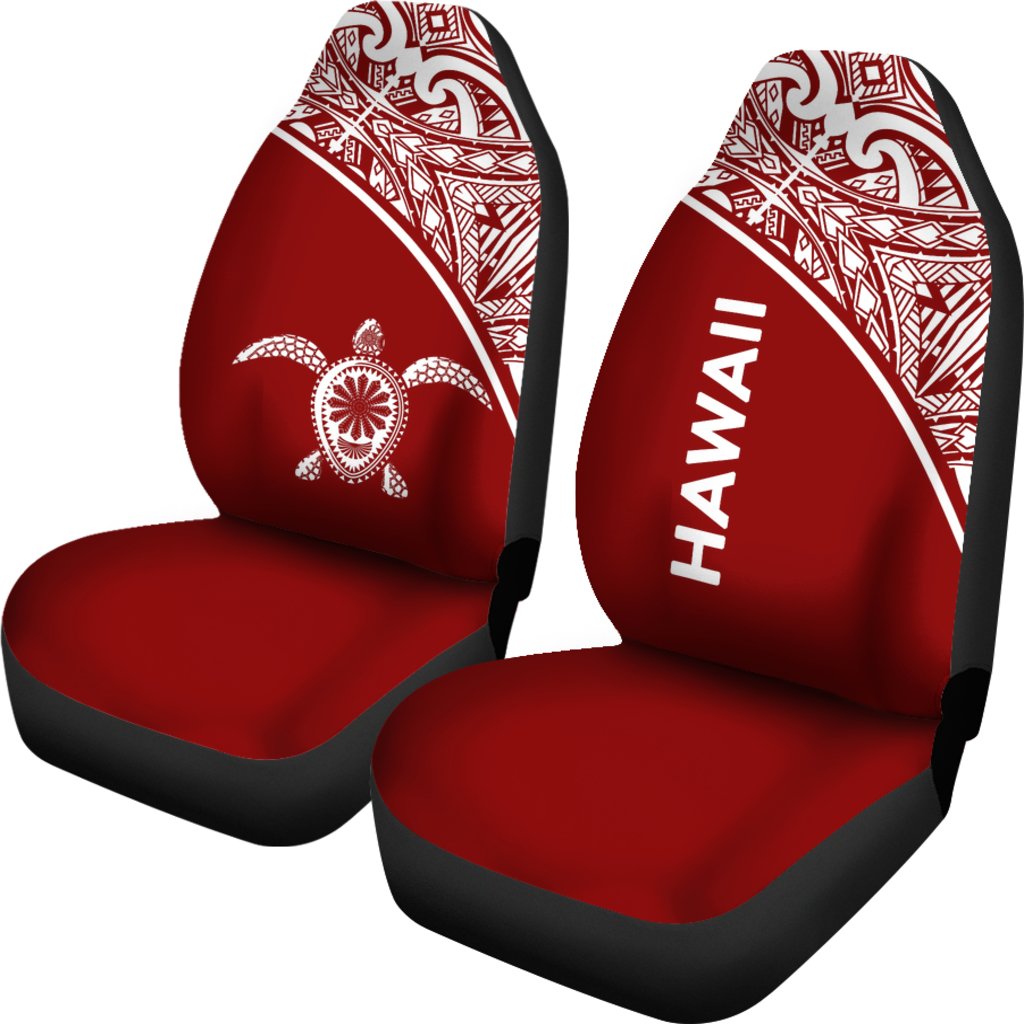 Hawaii Car Seat Covers - Polynesian Turtle Tattoo Red Curve - Polynesian Pride