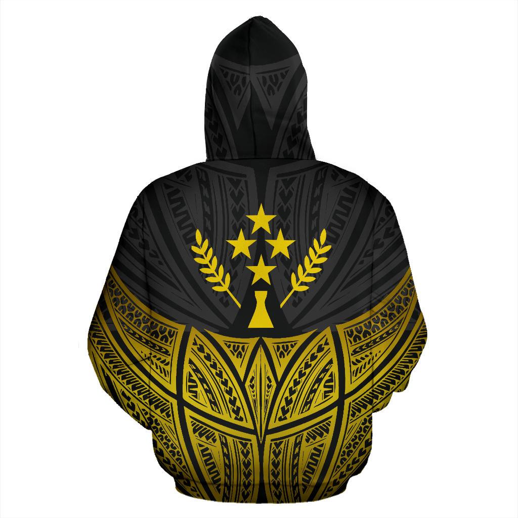 Kosrae Polynesian Zip up Hoodie Gold Pride Map and Seal - Polynesian Pride