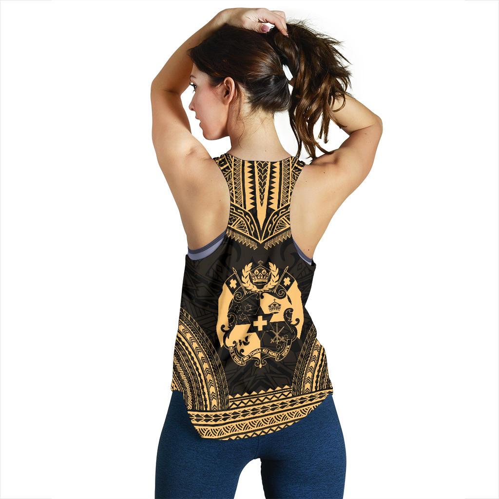 Tonga Women's Racerback Tank - Polynesian Chief Gold Version - Polynesian Pride