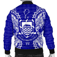 Tuvalu Polynesian Men's Bomber Jacket Map Blue - Polynesian Pride