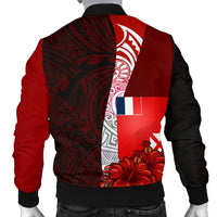 Wallis and Futuna Polynesian Men's Bomber Jacket - Coat Of Arm With Hibiscus - Polynesian Pride