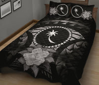 Chuuk Polynesian Quilt Bed Set Hibiscus Gray - Polynesian Pride