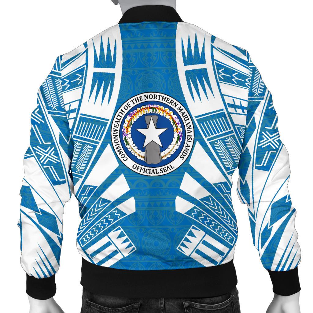Northern Mariana Islands Men Bomber Jackets - Polynesian Tattoo Flag - Polynesian Pride