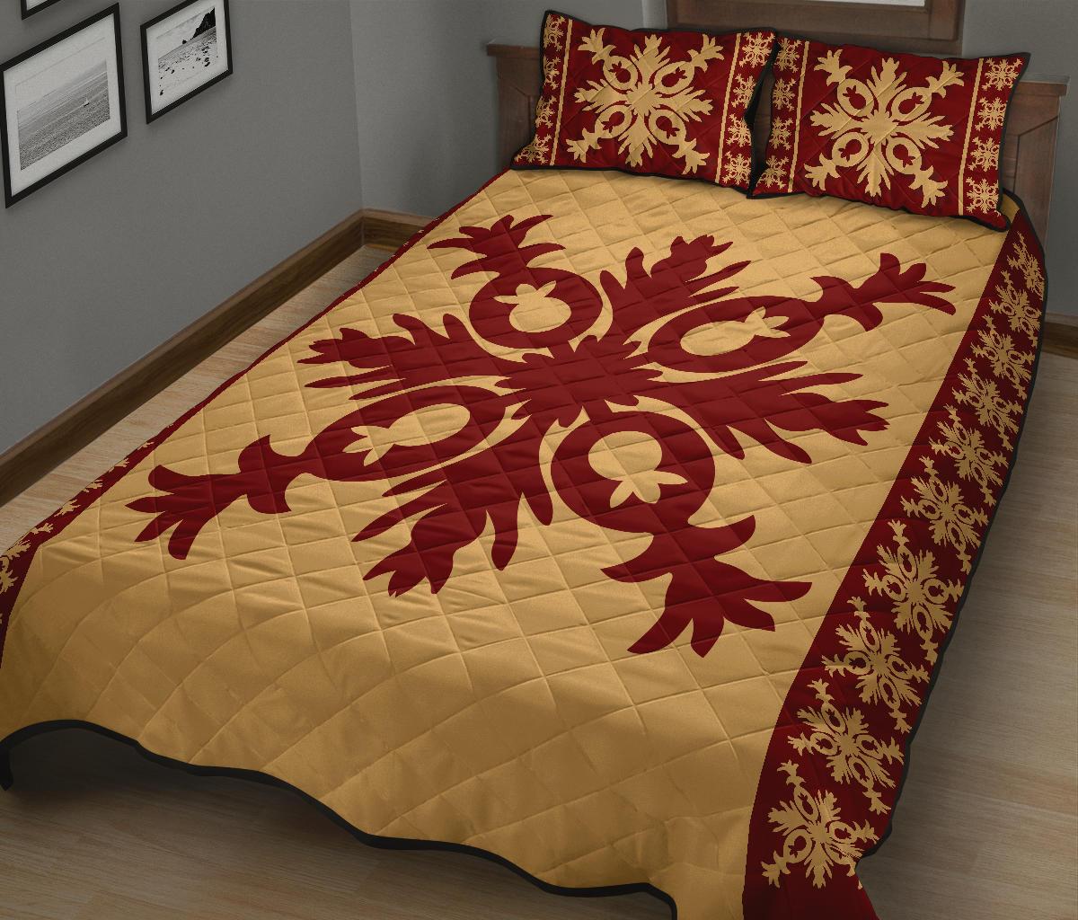 Hawaiian Quilt Pattern Pineaple Nice Quilt Bed Set - Polynesian Pride