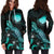 CNMI Polynesian Hoodie Dress - Turtle With Blooming Hibiscus Turquoise - Polynesian Pride