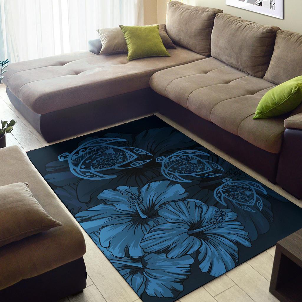 Hawaiian Map Hibiscus Flowers Vintage Polynesian Rug AH - Polynesian Pride