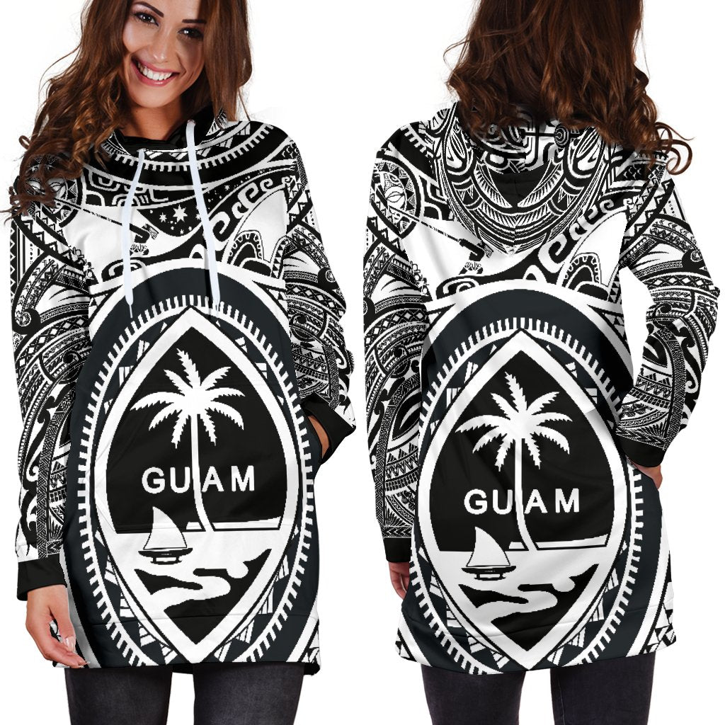 Polynesian Hoodie Dresses - Guam Flag, Seal with Maui Moana Tattoo - Polynesian Pride