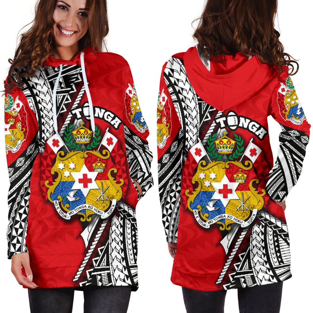 Tonga Rugby Women Hoodie Dress Polynesian Style Pinwheel - Polynesian Pride