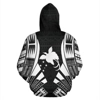 Papua New Guinea Polynesian All Over Zip up Hoodie White Tattoo - Polynesian Pride