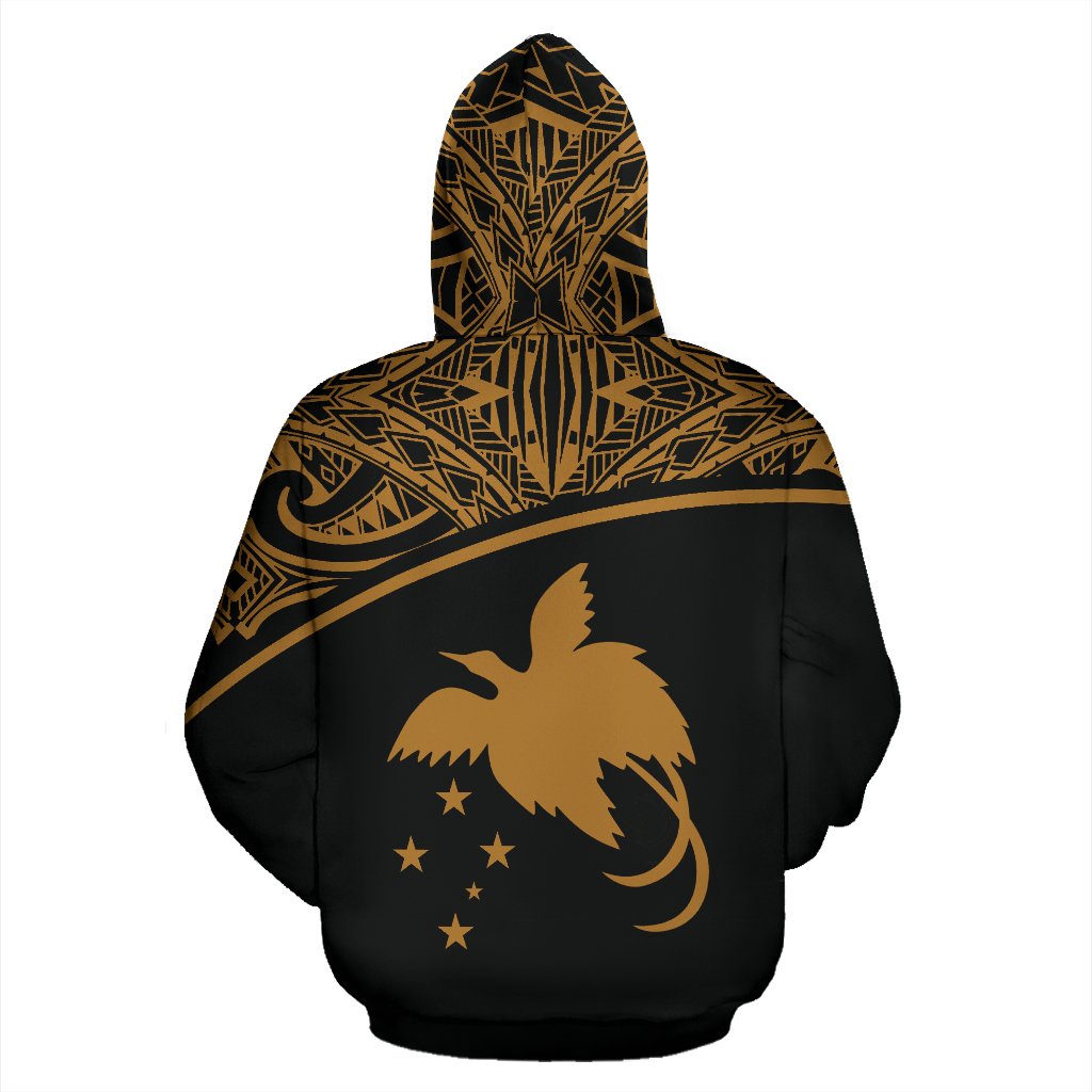 Papua New Guinea Polynesian ll Over Custom Hoodie Gold Curve - Polynesian Pride