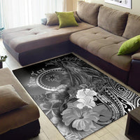 Custom Personalised Chuuk Area Rug - Humpback Whale with Tropical Flowers (White) - Polynesian Pride