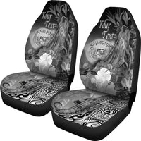 Polynesian Hawaii Custom Personalised Car Seat Covers - Humpback Whale with Tropical Flowers (White) - Polynesian Pride