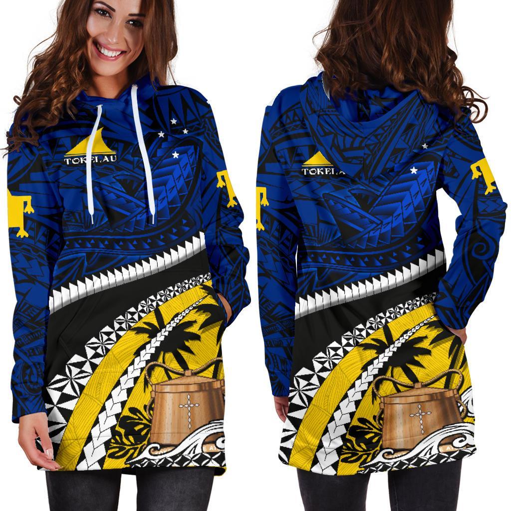 Tokelau Women'S Hoodie Dress Polynesian Shark Tattoo - Polynesian Pride