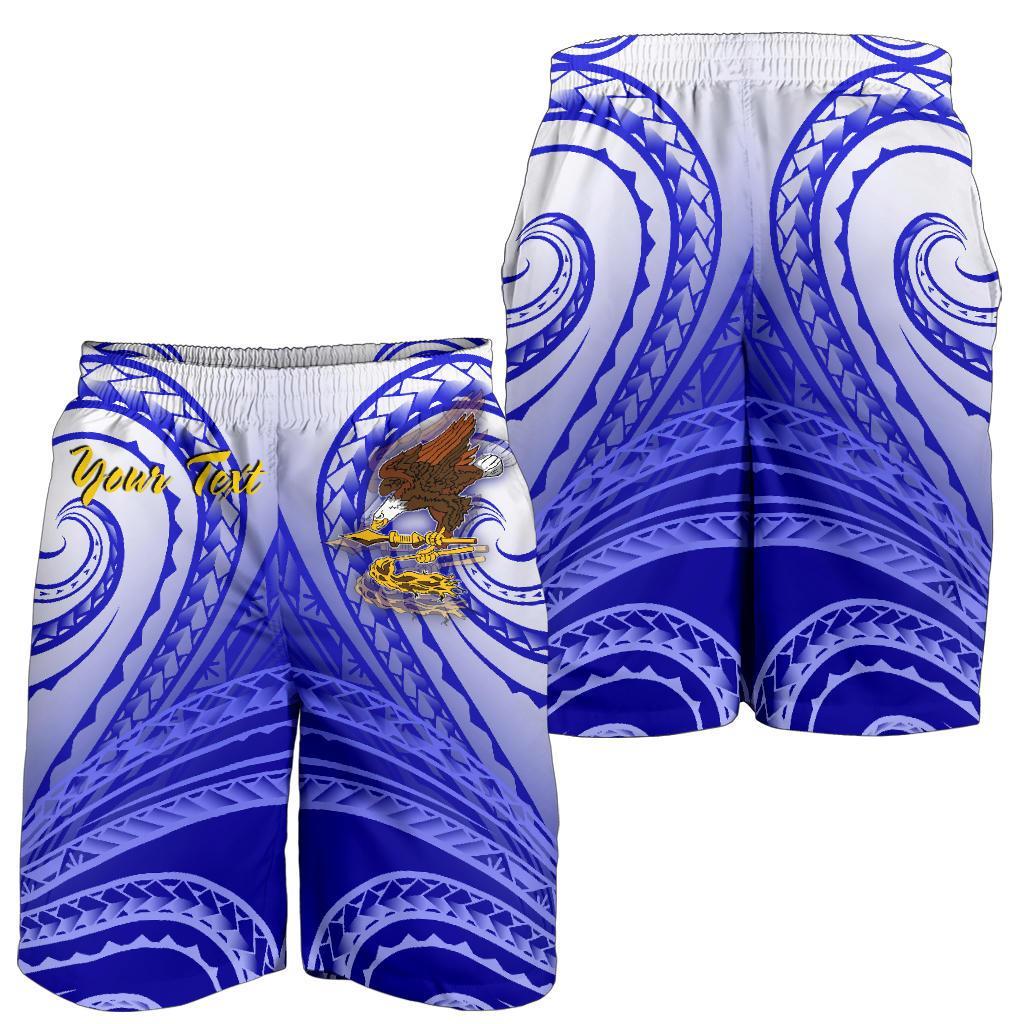 American Samoa Polynesian Custom Personalised Personalized Men's Shorts - Bald Eagle (Blue) - Polynesian Pride