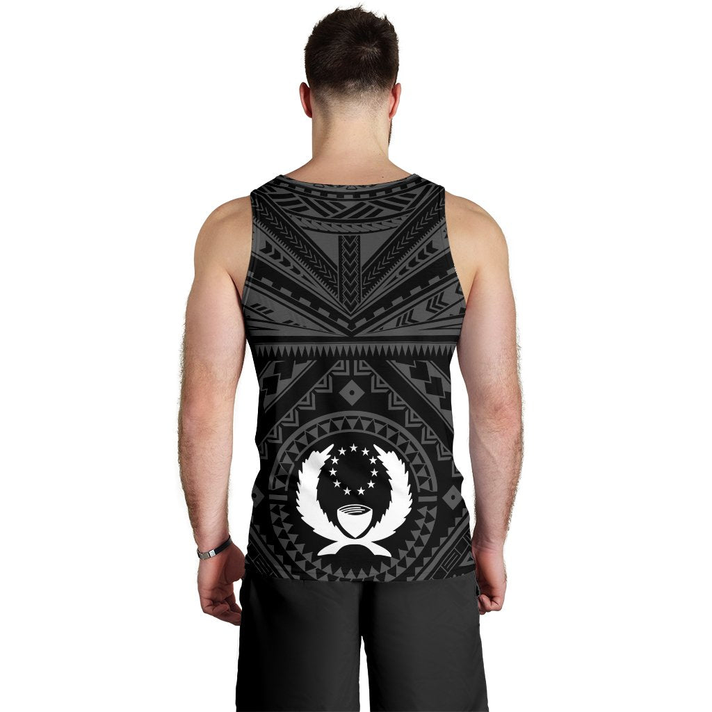 Pohnpei Personalised Men's Tank Top - Pohnpei Seal With Polynesian Tattoo Style ( Black) - Polynesian Pride