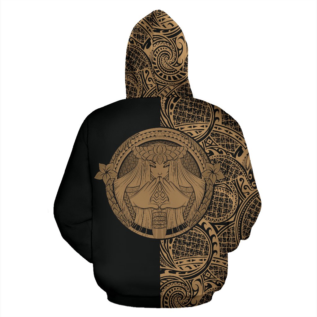 Polynesian Madame Pele Mauna Kea Hawaii Zip Hoodie The Half Gold - Polynesian Pride