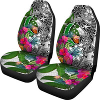 Pohnpei Custom Personalised Car Seat Covers White - Turtle Plumeria Banana Leaf - Polynesian Pride