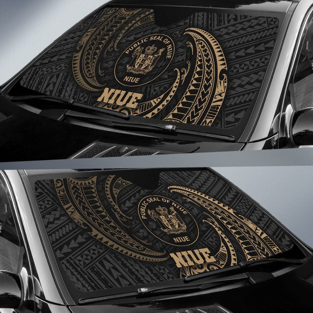 Polynesian Niue Sun Shades - Gold Tribal Wave - Polynesian Pride