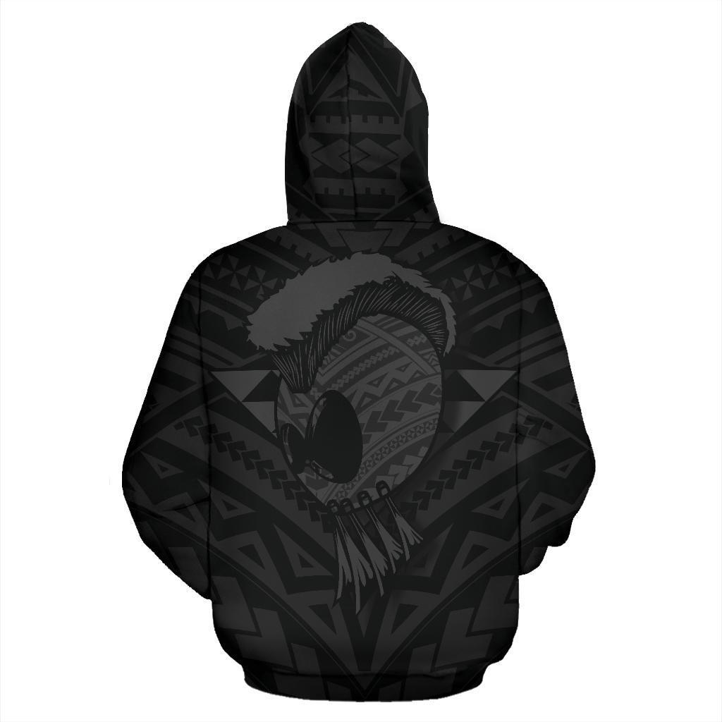 Polynesian Kakau Warrior Helmet Hawaii Custom Hoodie Gray - Polynesian Pride