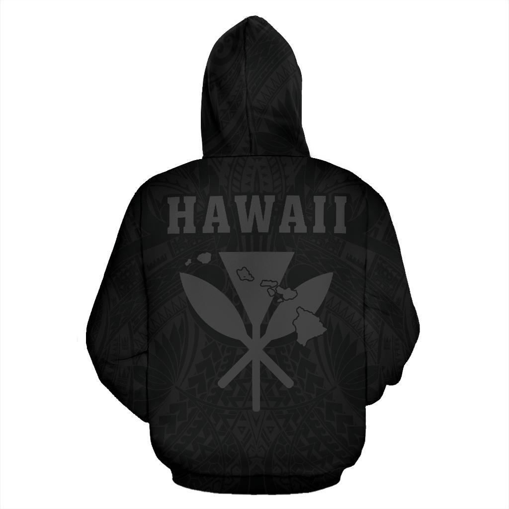 Polynesian Fish Hook Kanaka Map of Hawaii Zip Hoodie Grey - Polynesian Pride