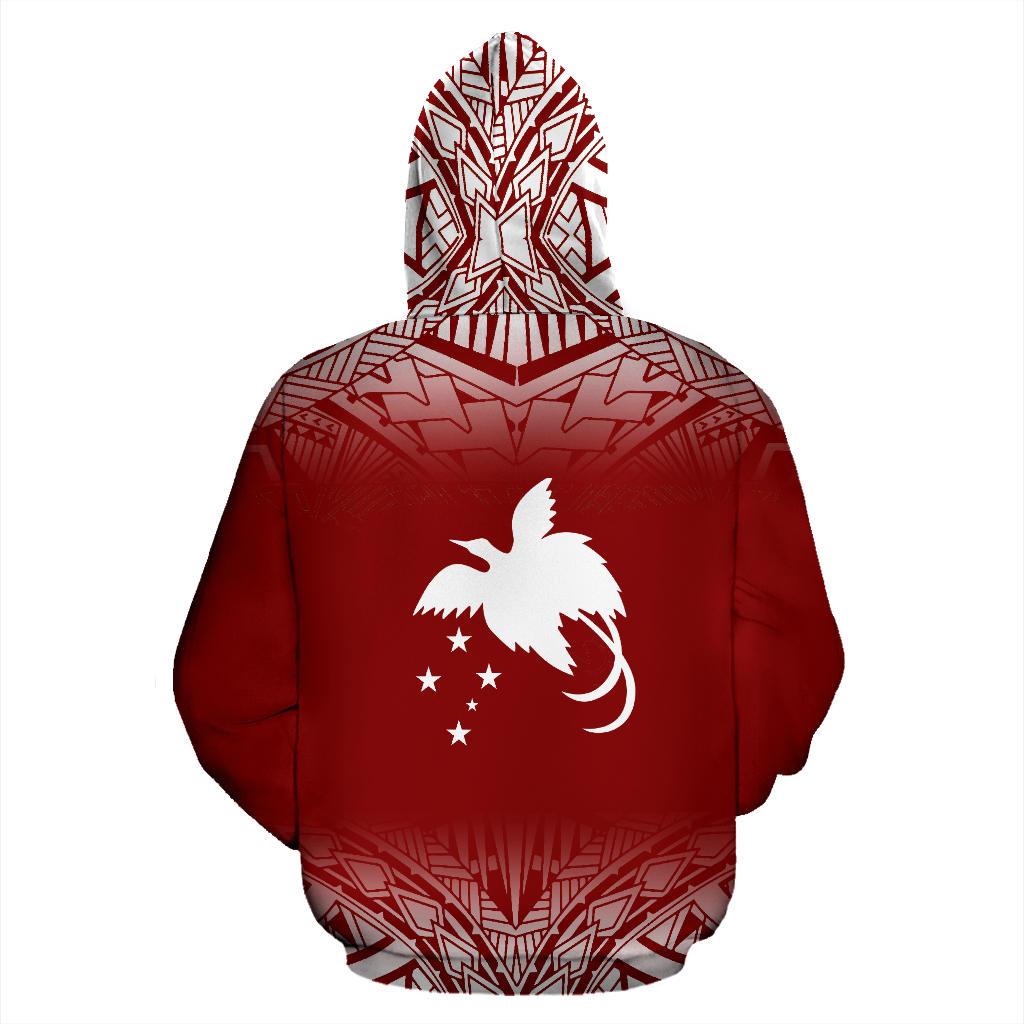 Papua New Guinea Custom All Over Hoodie Fog Red - Polynesian Pride