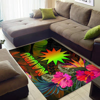 Nauru Polynesian Area Rug - Hibiscus and Banana Leaves - Polynesian Pride