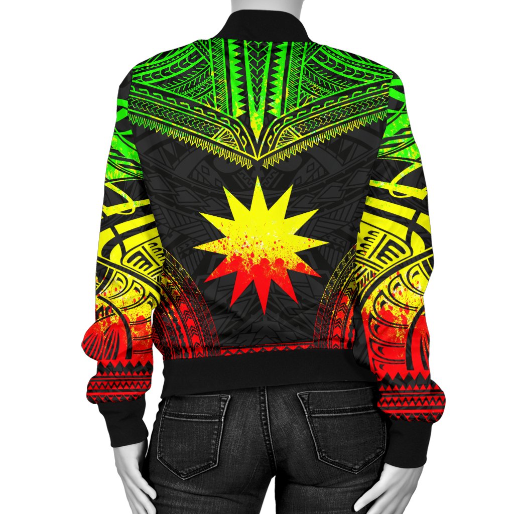 Nauru Polynesian Chief Women'S Bomber Jacket - Reggae Version - Polynesian Pride