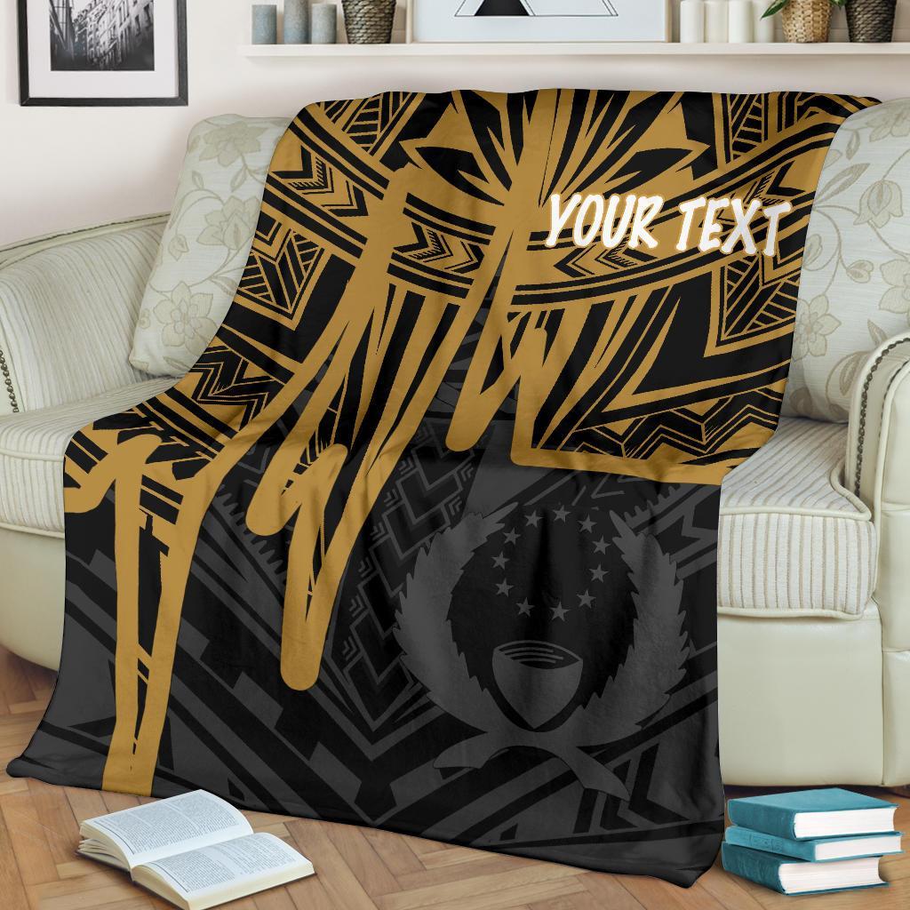 Pohnpei Personalised Premium Blanket - Pohnpei Seal In Heartbeat Patterns Style (Gold) White - Polynesian Pride