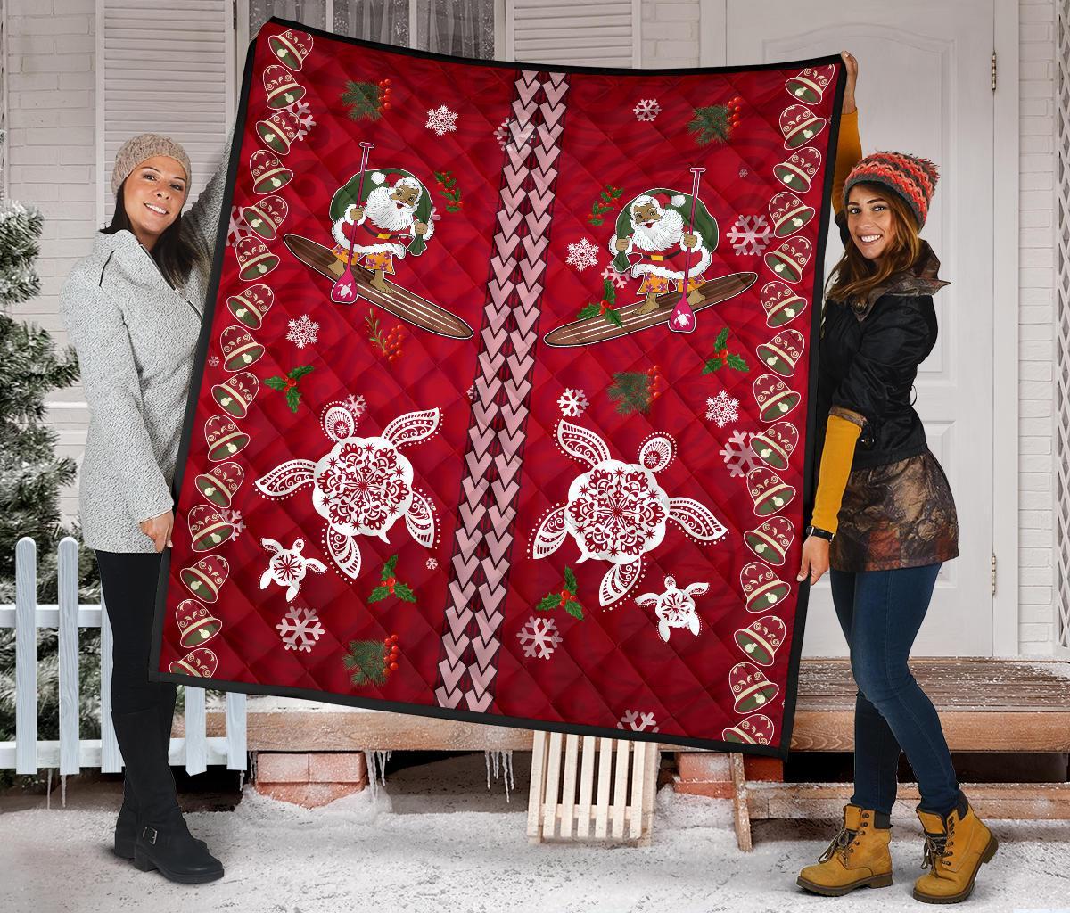 Hawaii Turtle Santa Claus Pattern Christmas Premium Quilt - San Style - AH - Polynesian Pride