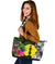 New Caledonia Large Leather Tote Bag - Turtle Plumeria Banana Leaf - Polynesian Pride