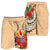 Tahiti Polynesian Men Shorts - Hibiscus Coat of Arm Beige - Polynesian Pride