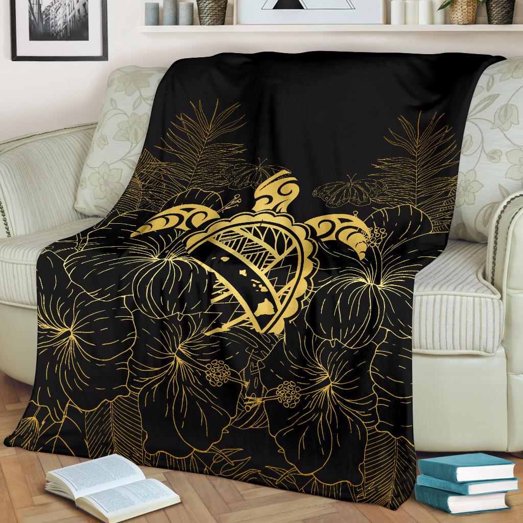 Hawaii Turtle Kanaka Golden Premium Blanket - Polynesian Pride