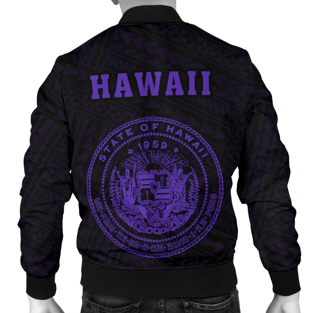 Hawaii Kakau Polynesian Coat Of Arms Men's Bomber Jacket - Purple - Polynesian Pride