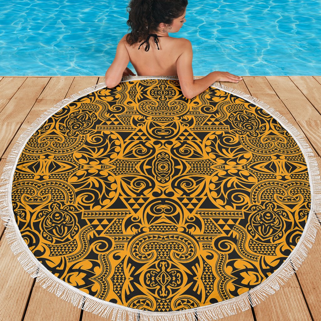 Polynesian Beach Blanket Yellow Black - Polynesian Pride