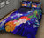 Cook Islands Custom Personalised Quilt Bed Set - Humpback Whale with Tropical Flowers (Blue) - Polynesian Pride