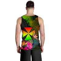 Wallis and Futuna Polynesian Personalised Men's Tank Top - Hibiscus and Banana Leaves - Polynesian Pride
