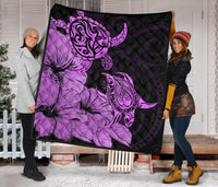 Hawaii Turtle Premium Quilt Polynesian Hibiscus Art Pink AH - Polynesian Pride