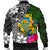 Tuvalu Men Bomber Jacket - Turtle Plumeria Banana Leaf - Polynesian Pride