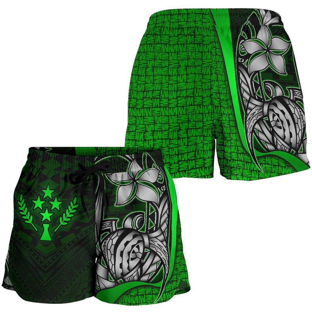 Kosrae Micronesia Women's Shorts Green - Turtle With Hook - Polynesian Pride