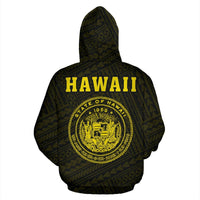 Polynesian Kakau Seal of Hawaii Zip Hoodie Yellow - Polynesian Pride