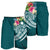 Marshall Islands Polynesian Men's Shorts - Summer Plumeria (Turquoise) - Polynesian Pride